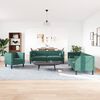 vidaXL 3-tlg. Chesterfield-Sofa-Set mit Nackenrollen Dunkelgrün Samt