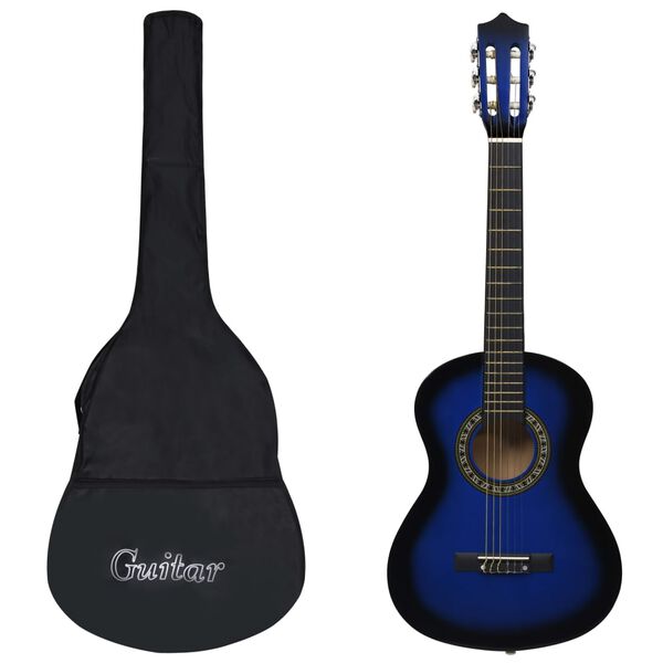 vidaXL Klassikgitarre für Anfänger und Kinder mit Tasche Blau 1/2 34"