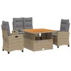 vidaXL 4-tlg. Garten-Essgruppe mit Kissen Beige Poly Rattan