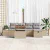vidaXL Garten-Sofa-Set mit Kissen mit Speicher 6 pcs Beige Poly Rattan