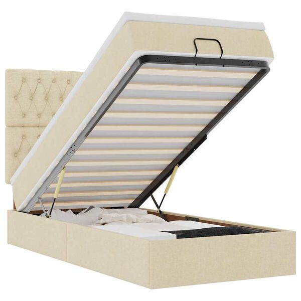 vidaXL Ottoman-Bett mit Matratze & LEDs Creme 80x200 cm Stoff