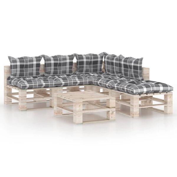 vidaXL 6-tlg. Garten-Lounge-Set aus Paletten mit Kissen Kiefernholz