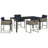 vidaXL Garten Essgruppe mit Kissen 5 pcs Grau Poly-Rattan