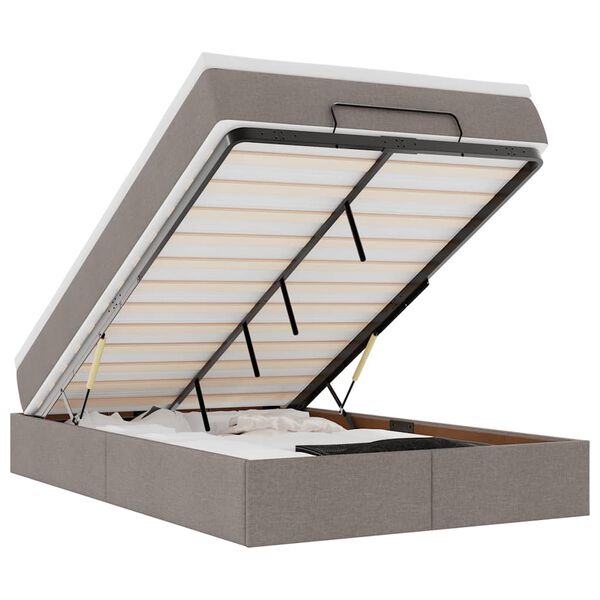 vidaXL Ottoman-Bett mit Matratze Taupe 120x190 cm Stoff