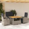 vidaXL 4-tlg. Garten-Essgruppe mit Kissen Grau Poly Rattan