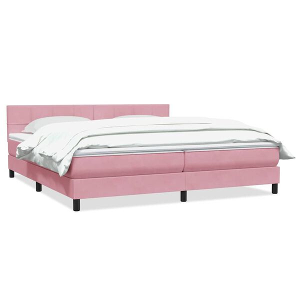 vidaXL Boxspringbett mit Matratze Rosa 200x210 cm Samt