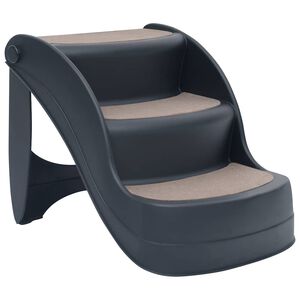 vidaXL Hundetreppe mit 3 Stufen Klappbar Dunkelgrau