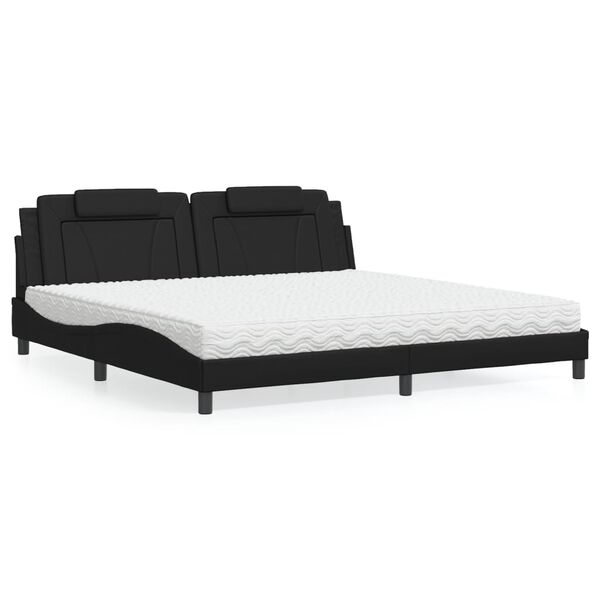 vidaXL Bett "Viana" mit Matratze Schwarz 200x200 cm Kunstleder