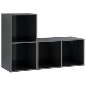 vidaXL TV-Schr&auml;nke 2 Stk. Hochglanz-Grau 72x35x36,5 cm Holzwerkstoff