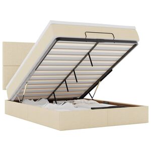 vidaXL Ottoman-Bett mit Matratze Creme 140x200 cm Stoff