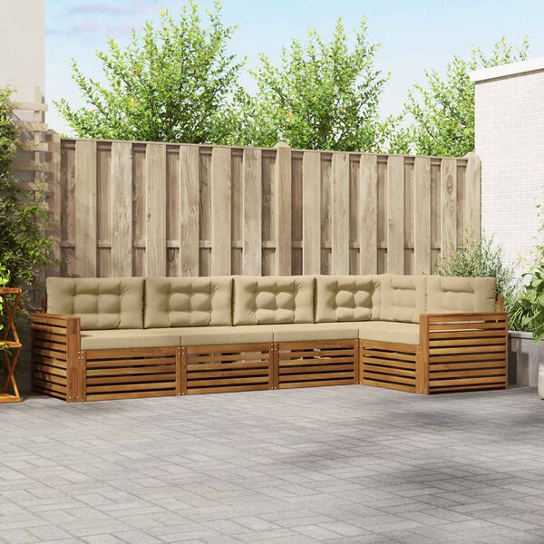 vidaXL Outdoor-Sofagarnitur mit Kissen 5 pcs Natur und Beige