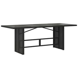 vidaXL Gartentisch mit Glasplatte Schwarz 190x80x75 cm Poly Rattan