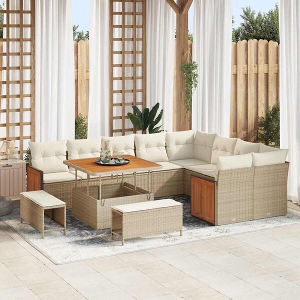 vidaXL Garten-Sofa-Set 12 pcs Beige und Creme 100 x 100 x 71 cm