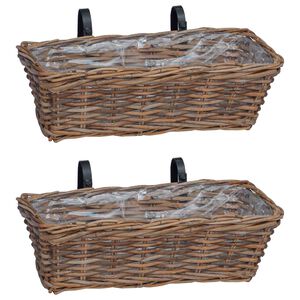 vidaXL H&auml;ngender Blumentopf Korb 2 pcs Braun 48 x 22 x 15 cm