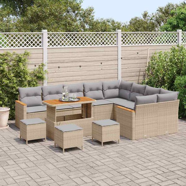 vidaXL Gartensofa-set 13 pcs Beige Poly-Rattan