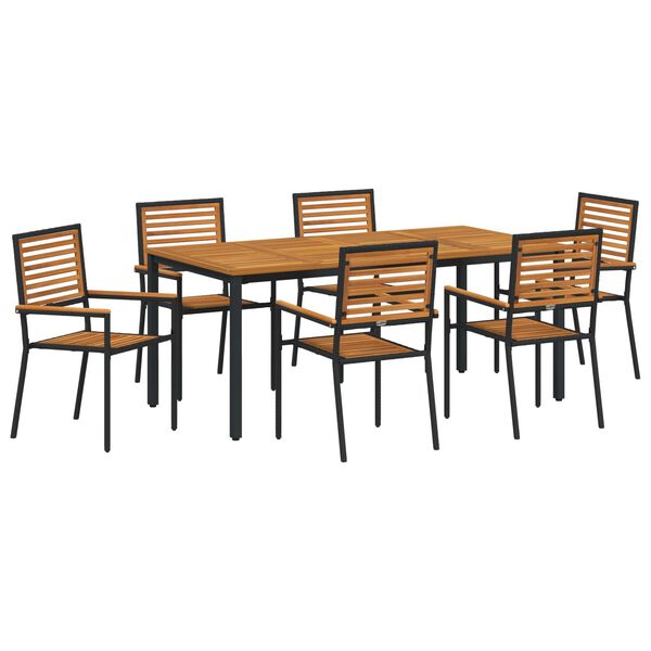 vidaXL Garten Essgruppe 7 pcs Schwarz und Braun Poly-Rattan