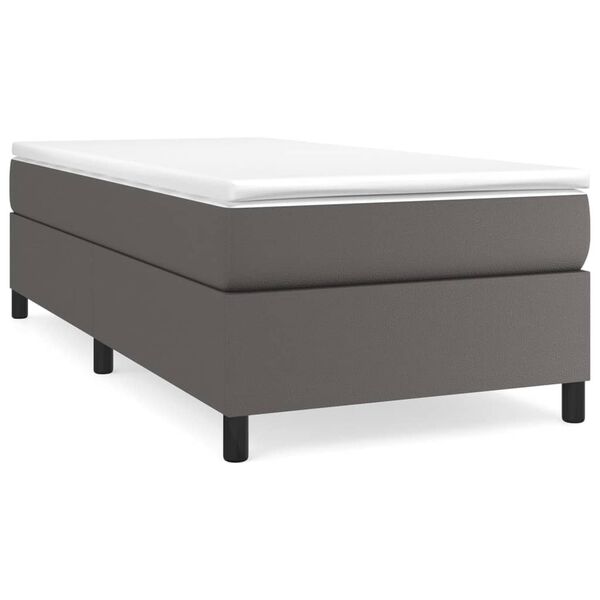 vidaXL Boxspringbett mit Matratze Grau 100x200 cm Kunstleder