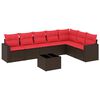 vidaXL 8-tlg. Garten-Sofagarnitur mit Kissen Braun Poly Rattan