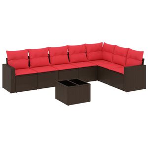 vidaXL 8-tlg. Garten-Sofagarnitur mit Kissen Braun Poly Rattan