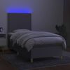 vidaXL Boxspringbett mit Matratze & LED Hellgrau 90x190 cm Stoff