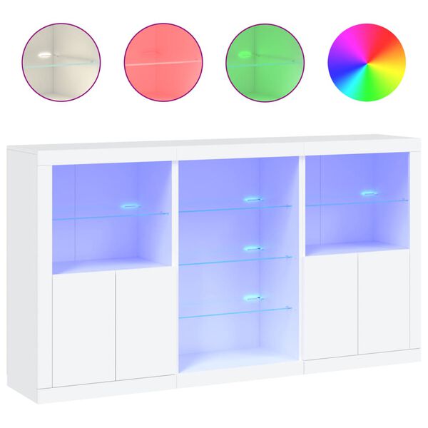 vidaXL Sideboard mit LED-Leuchten Wei&szlig; 181,5x37x100 cm
