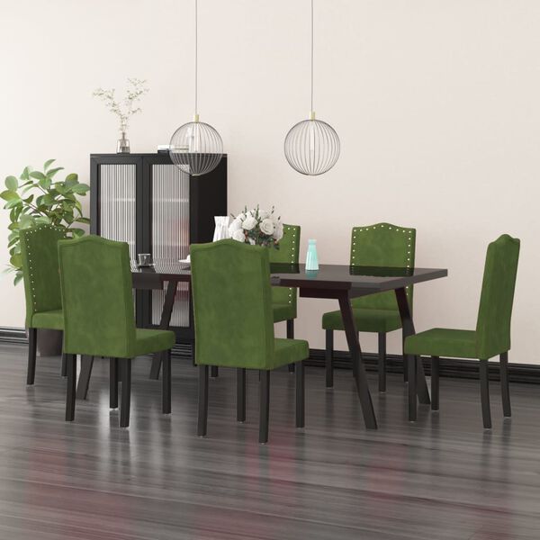 vidaXL Esszimmerst&uuml;hle 6 Stk. Dunkelgr&uuml;n Samt