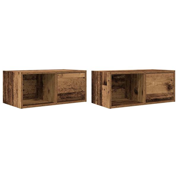 vidaXL TV-Schränke 2 Stk. Altholz-Optik 60x31x25,5 cm Holzwerkstoff
