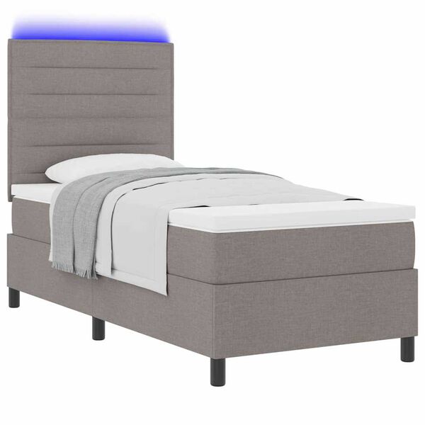 vidaXL Boxspringbett mit Matratze mit LED Taupe 80 x 200 cm Stoff