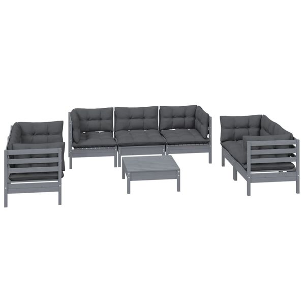 vidaXL 8-tlg. Garten-Lounge-Set mit Kissen Kiefer Massivholz