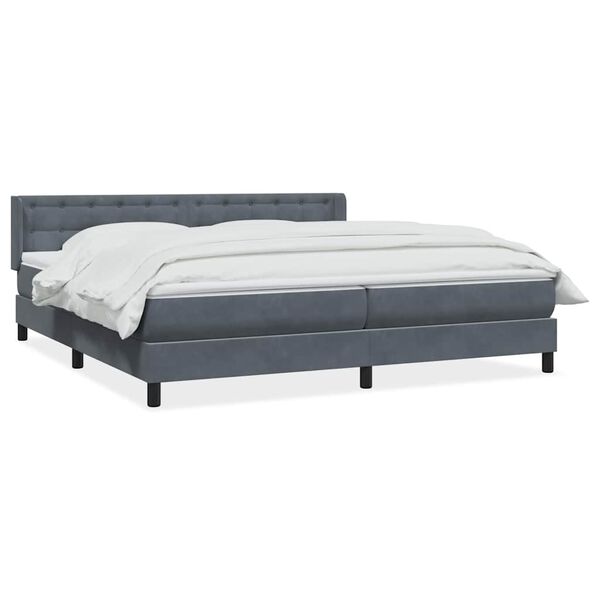 vidaXL Boxspringbett mit Matratze Dunkelgrau 180x220 cm Samt