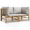 vidaXL Garten-Ecksofas mit Hellgrauen Kissen 2 Stk. Bambus