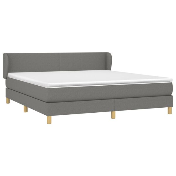 vidaXL Boxspringbett mit Matratze Dunkelgrau 160x200 cm Stoff