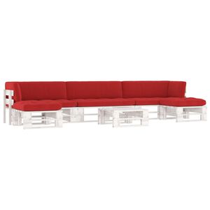 vidaXL 6-tlg. Paletten-Lounge-Set Wei&szlig; Impr&auml;gniertes Kiefernholz