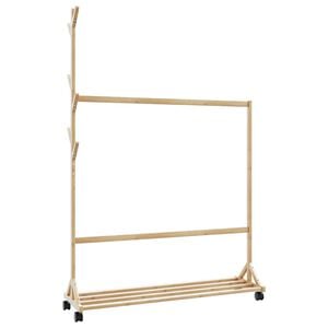 vidaXL Kleiderst&auml;nder mit Haken und Rollen 100x35x157 cm Bambus