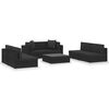 vidaXL 7-tlg. Garten-Lounge-Set Schwarz mit Auflagen Poly Rattan