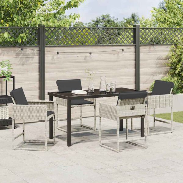 vidaXL Garten Essgruppe 5 pcs Hellgrau Poly-Rattan