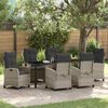 vidaXL Garten Essgruppe mit Kissen 7 pcs Hellgrau Poly-Rattan