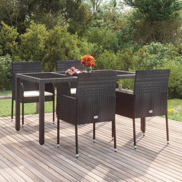 vidaXL Gartenst&uuml;hle mit Kissen 4 Stk. Poly Rattan Schwarz