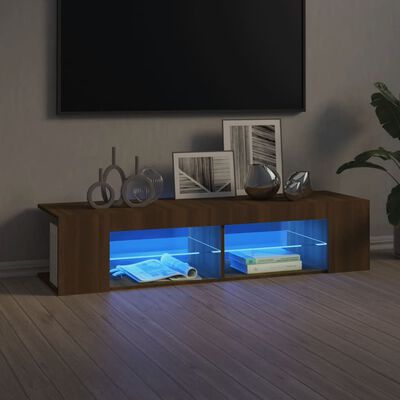 vidaXL TV-Schrank mit LED-Leuchten Braun Eiche 135x39x30 cm