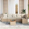 vidaXL Gartensofa-set mit Speicher 7 pcs Beige und Creme Poly-Rattan