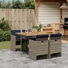 vidaXL 5-teiliges Garten-Ess-Set mit Kissen, grau, Polyrattan