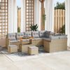 vidaXL Gartensofa-set mit Kissen mit Speicher 12 pcs Beige Poly Rattan