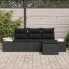 vidaXL Garten-Sofa-Set mit Kissen mit Speicher 4 pcs Schwarz