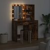 vidaXL Schminktischset mit LED 2 pcs Ger&auml;ucherte Eiche Holzwerkstoff