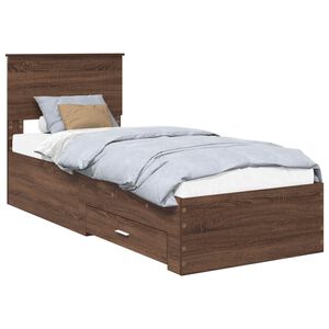 vidaXL Bettrahmen Braune Eiche und Silber 75 x 190 cm Holzwerkstoff