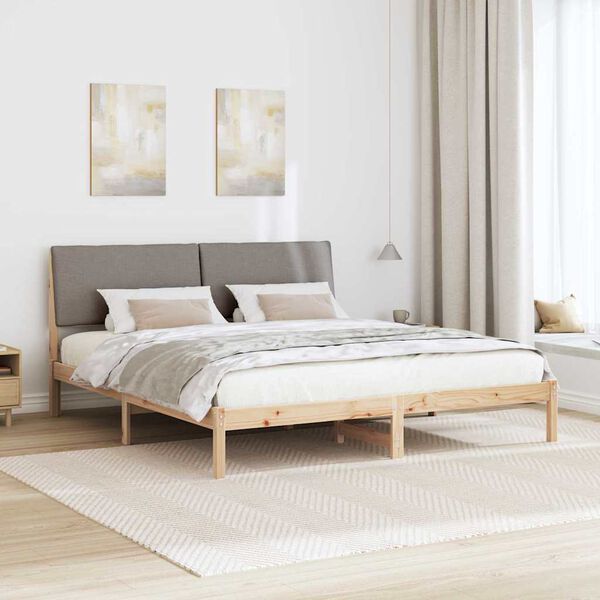 vidaXL Bettgestell Braun und Taupe 180 x 200 cm Massivholz Kiefer