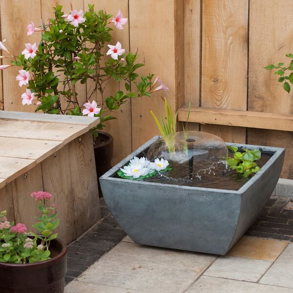 Ubbink viereckiges Wasserbassin mit Pumpe und Seerosen grau 1387081