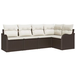 vidaXL Gartensofa-set mit Speicher 5 pcs Braun Poly-Rattan