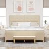 vidaXL Boxspringbett mit Matratze Creme 180 x 200 cm Stoff