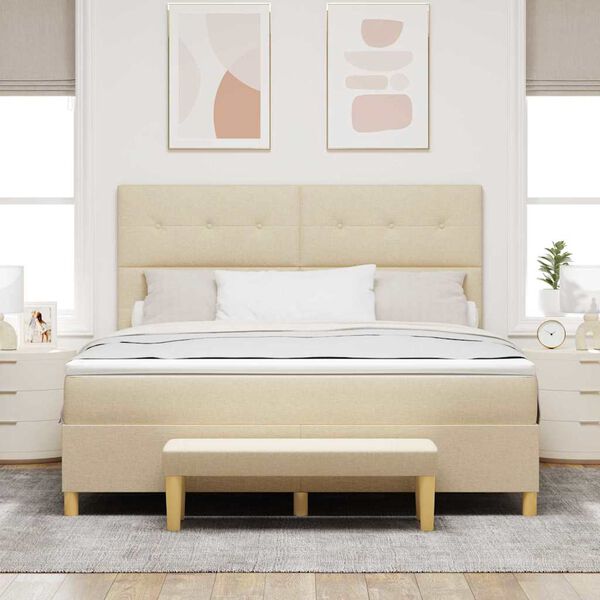 vidaXL Boxspringbett mit Matratze Creme 180 x 200 cm Stoff